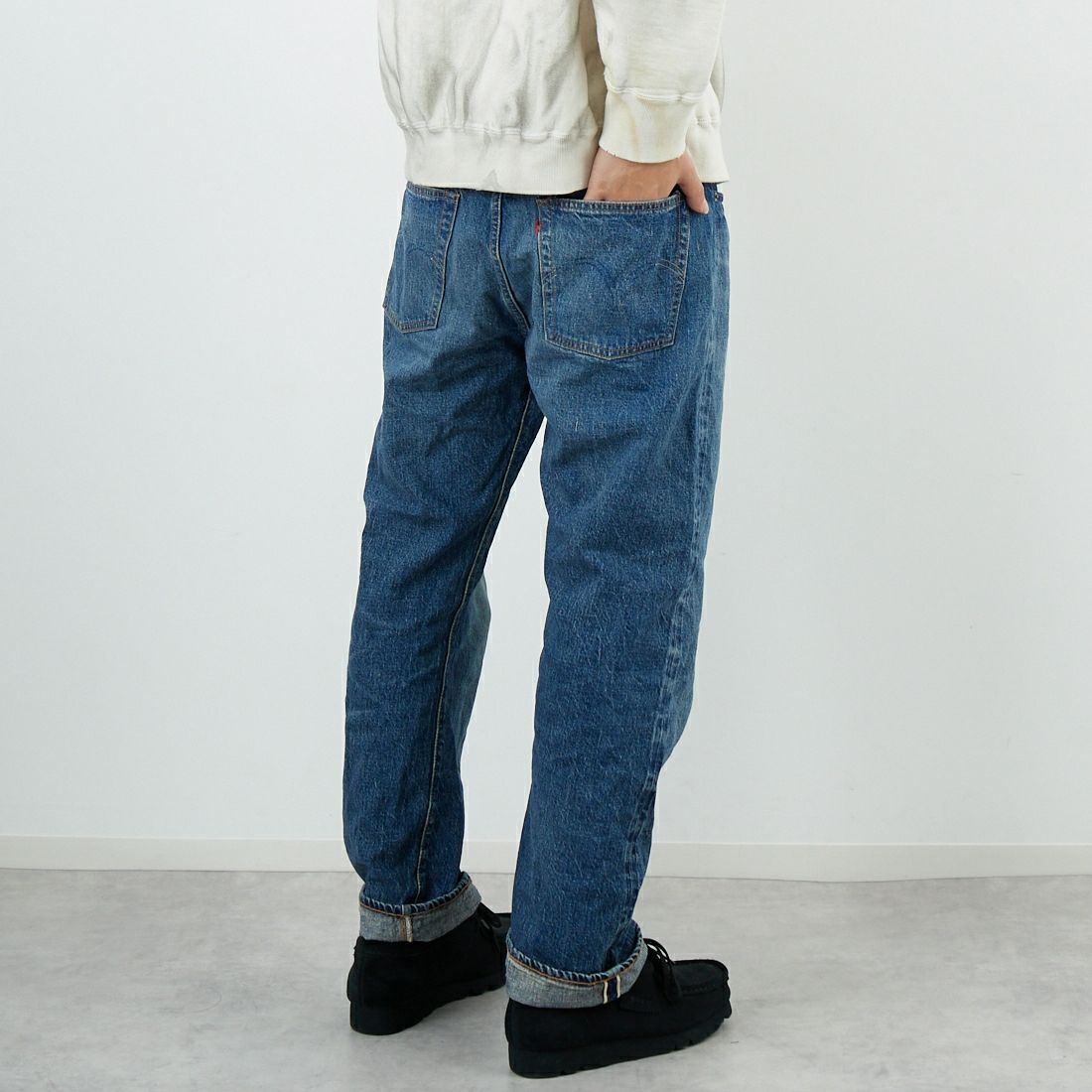 WAREHOUSE [ウエアハウス] 2ND-HAND 1101 [1101] UW (USED WASH 中)&&モデル身長：179cm 着用サイズ：32&&