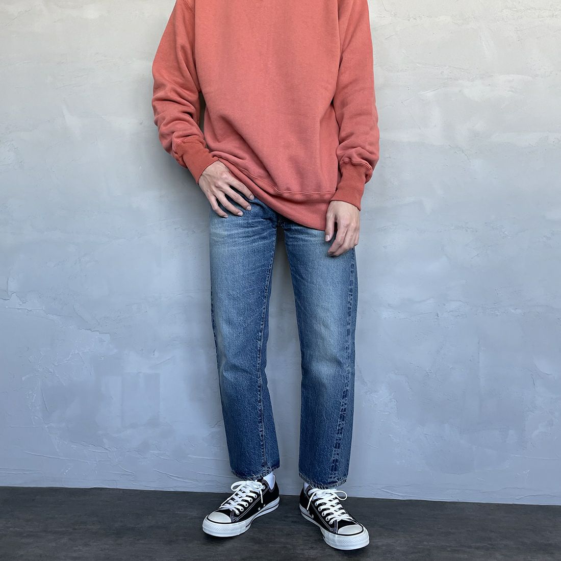 WAREHOUSE [ウエアハウス] 2ND-HAND 1101 [1101] UW (USED WASH 中)&&モデル身長：168cm 着用サイズ：29&&