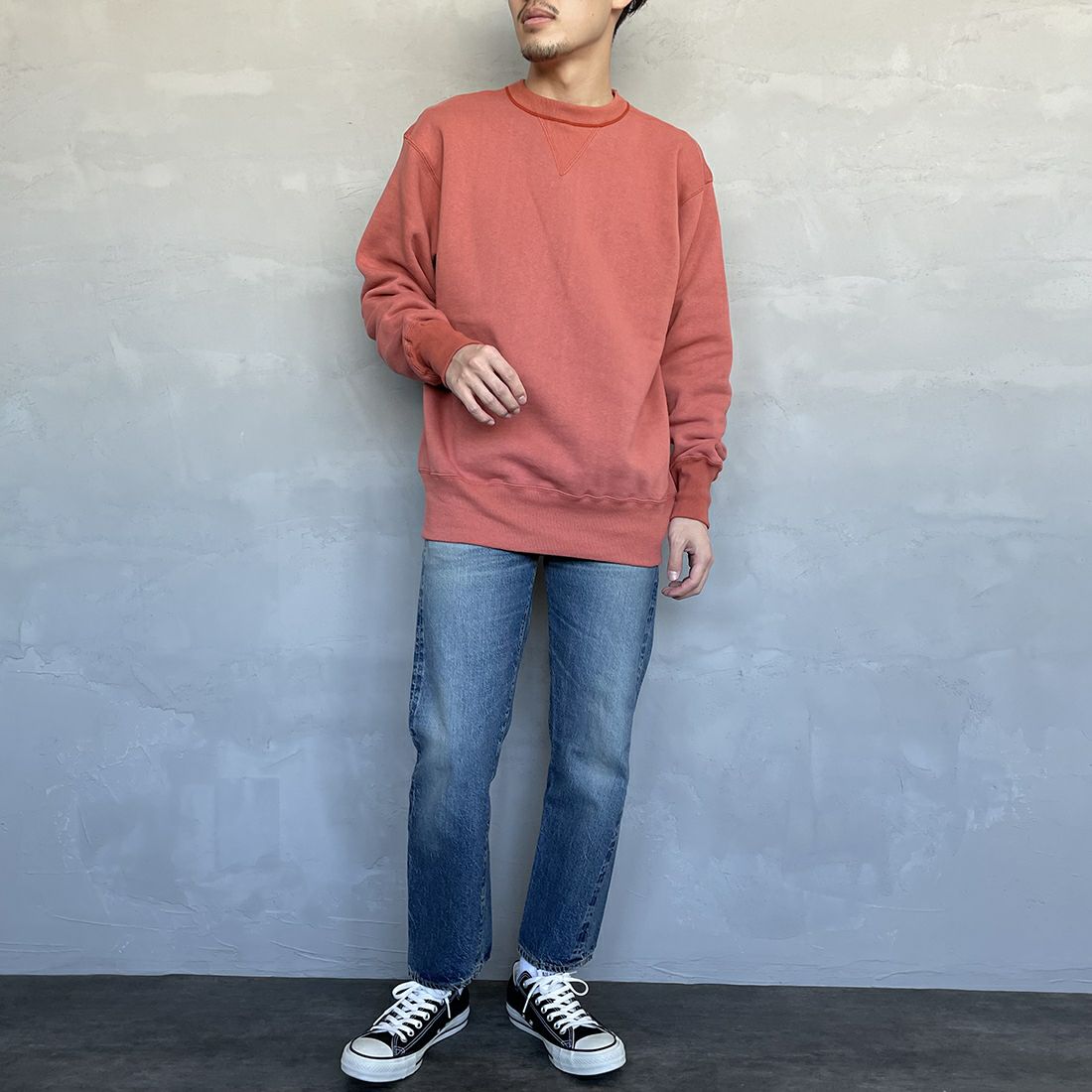 WAREHOUSE [ウエアハウス] 2ND-HAND 1101 [1101] UW (USED WASH 中)&&モデル身長：168cm 着用サイズ：29&&