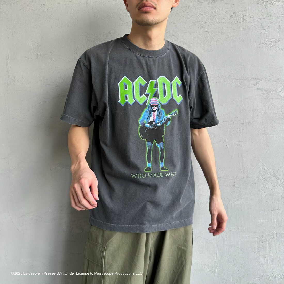 GOOD ROCK SPEED [グッドロックスピード] 別注 AC/DC ロックプリントTシャツ [INTN-024-JF] CHARCOAL &&モデル身長：168cm 着用サイズ：L&&