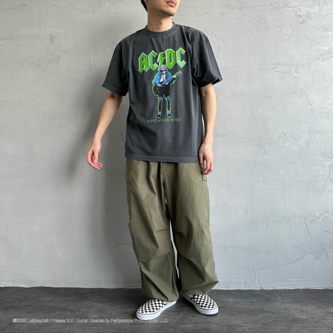GOOD ROCK SPEED [グッドロックスピード] 別注 AC/DC ロックプリントTシャツ [INTN-024-JF] CHARCOAL &&モデル身長：168cm 着用サイズ：L&&