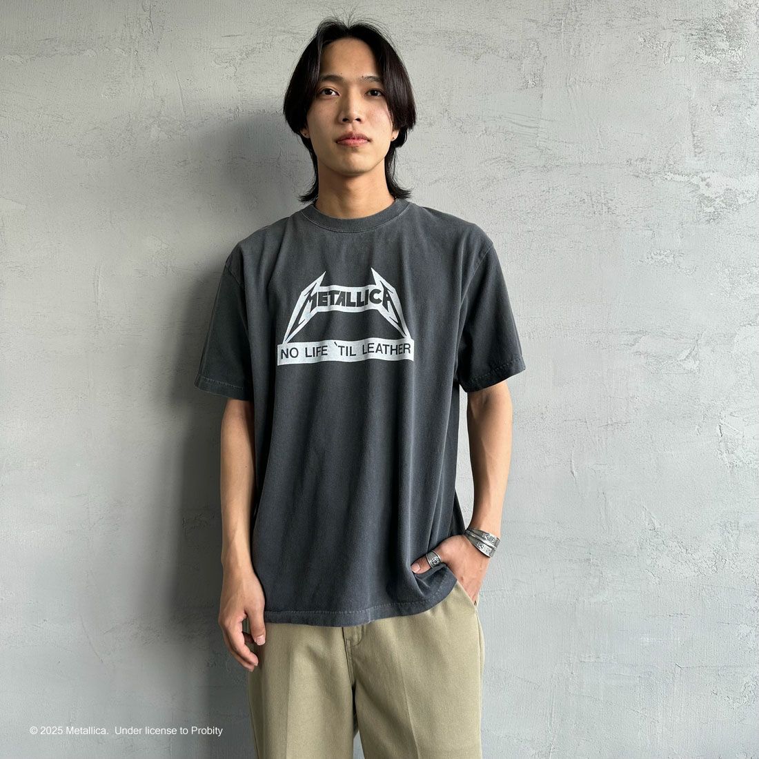 GOOD ROCK SPEED [グッドロックスピード] 別注 METALLICA ロックプリントTシャツ [INTN-029-JF] CHARCOAL &&モデル身長：179cm 着用サイズ：XL&&