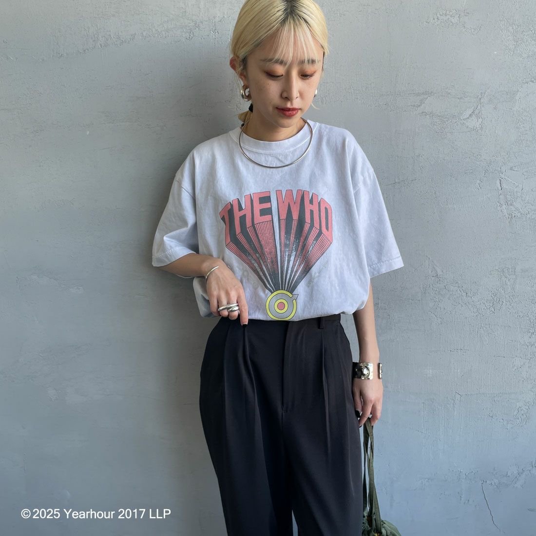 GOOD ROCK SPEED [グッドロックスピード] 別注 THE WHO ロックプリントTシャツ [INTN-033-JF] LT.GRAY &&モデル身長：150cm 着用サイズ：M&&