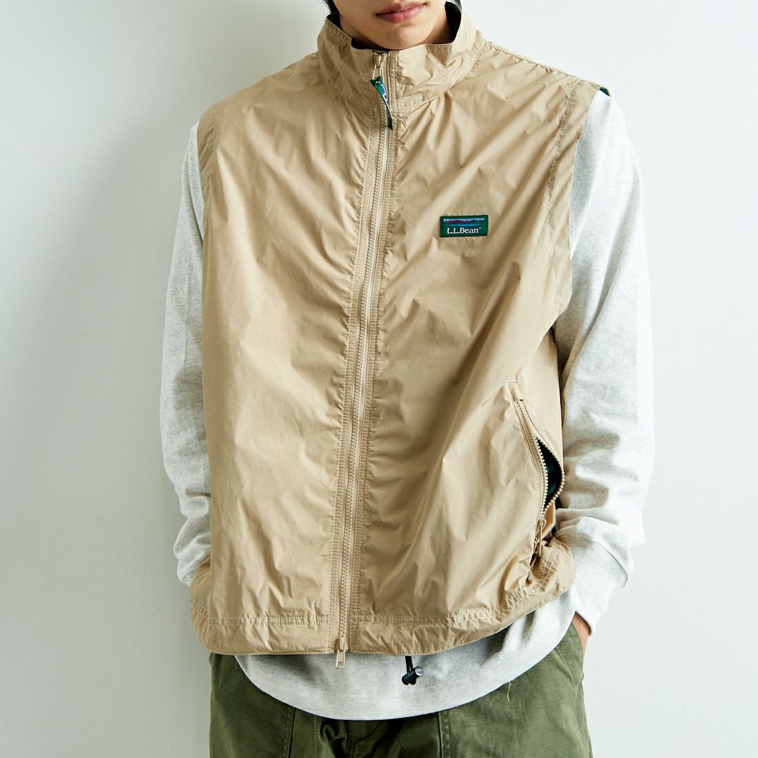 L.L.BEAN [エルエルビーン] ロックスベリーベスト [5175-9048] 71 BEIGE &&モデル身長：179cm 着用サイズ：XL&&