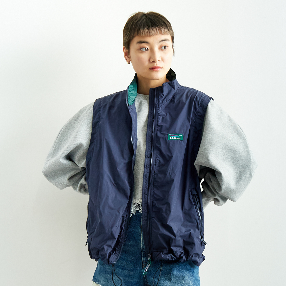 L.L.Bean フィッシング ベスト オリーブグリーン エルエルビーン（古着 