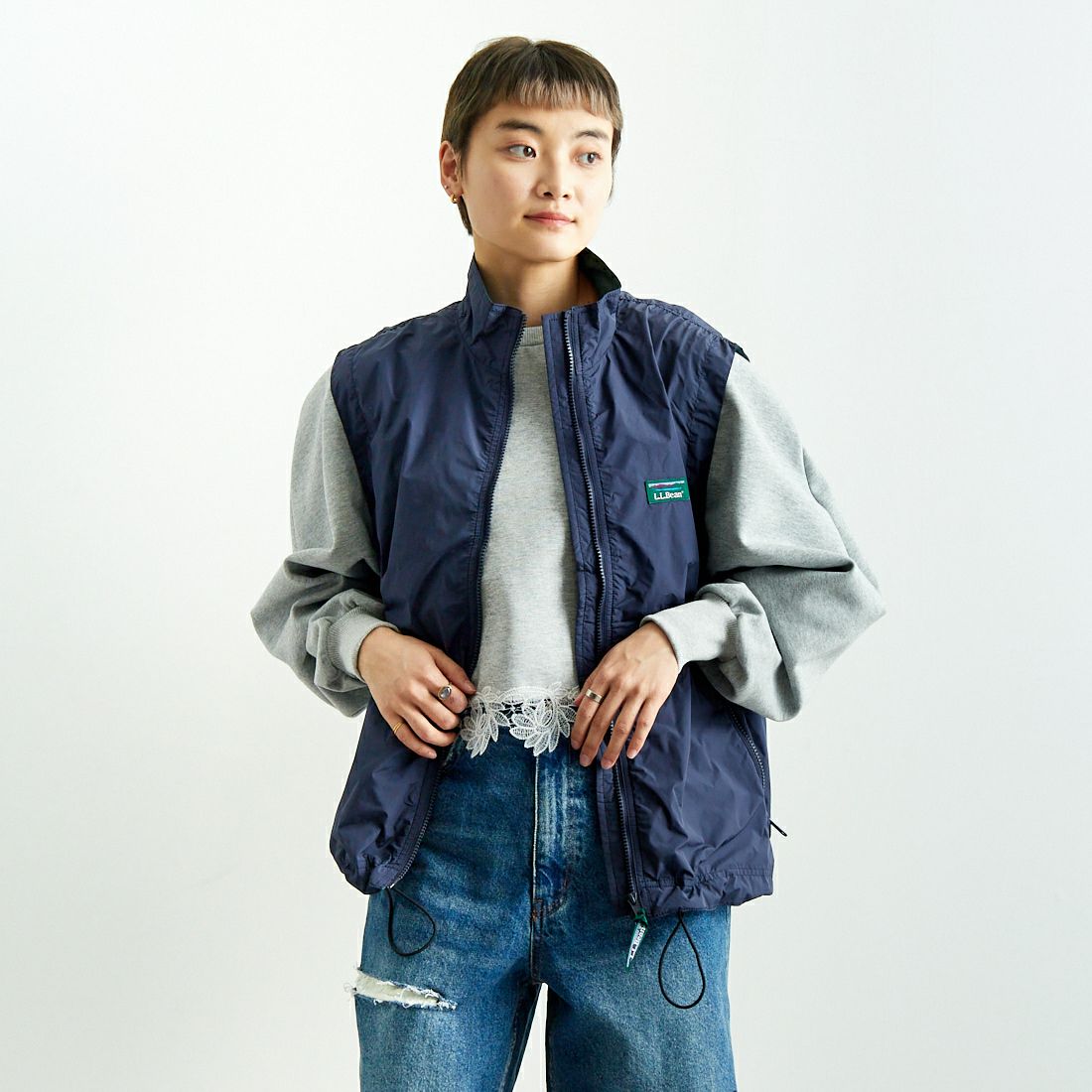 L.L.BEAN [エルエルビーン] ロックスベリーベスト [5175-9048] 67 NAVY &&モデル身長：160cm 着用サイズ：M&&