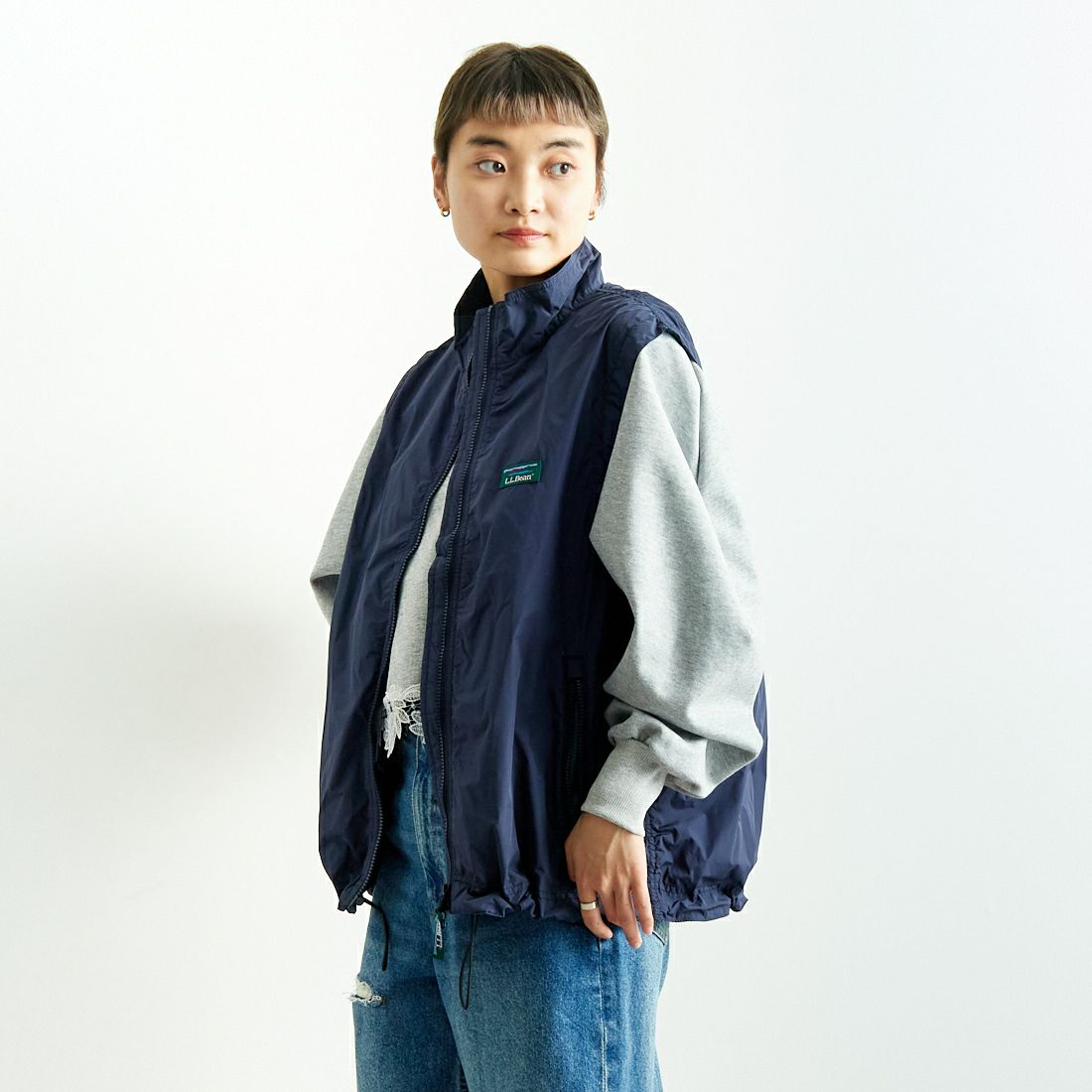 L.L.BEAN [エルエルビーン] ロックスベリーベスト [5175-9048] 67 NAVY &&モデル身長：160cm 着用サイズ：M&&