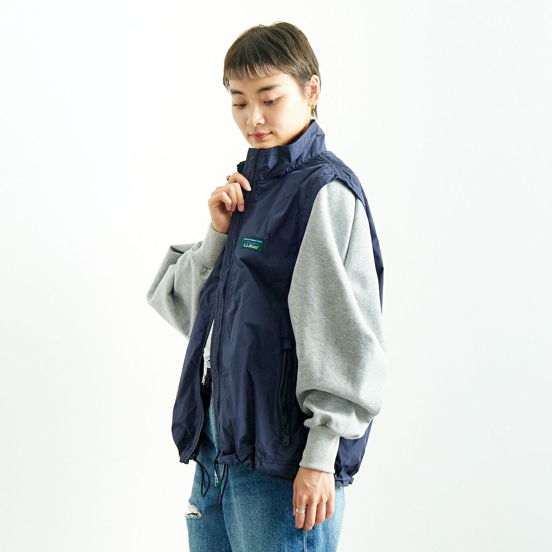 L.L.BEAN [エルエルビーン] ロックスベリーベスト [5175-9048] 67 NAVY &&モデル身長：160cm 着用サイズ：M&&