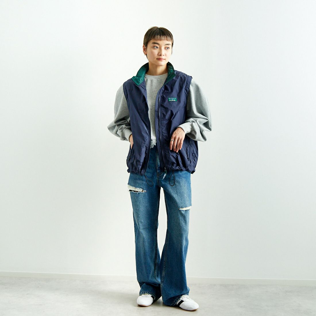 L.L.BEAN [エルエルビーン] ロックスベリーベスト [5175-9048] 67 NAVY &&モデル身長：160cm 着用サイズ：M&&