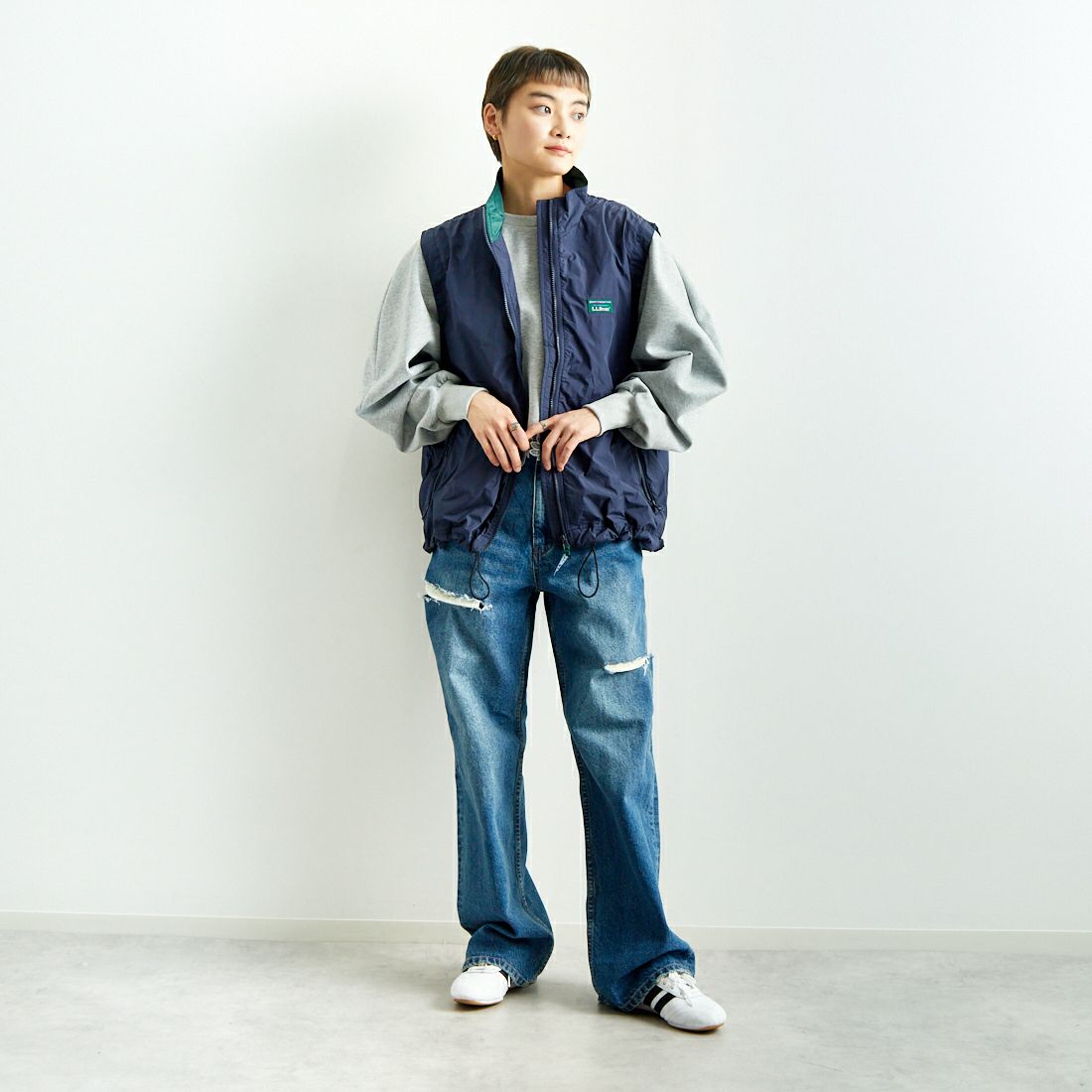 L.L.BEAN [エルエルビーン] ロックスベリーベスト [5175-9048] 67 NAVY &&モデル身長：160cm 着用サイズ：M&&