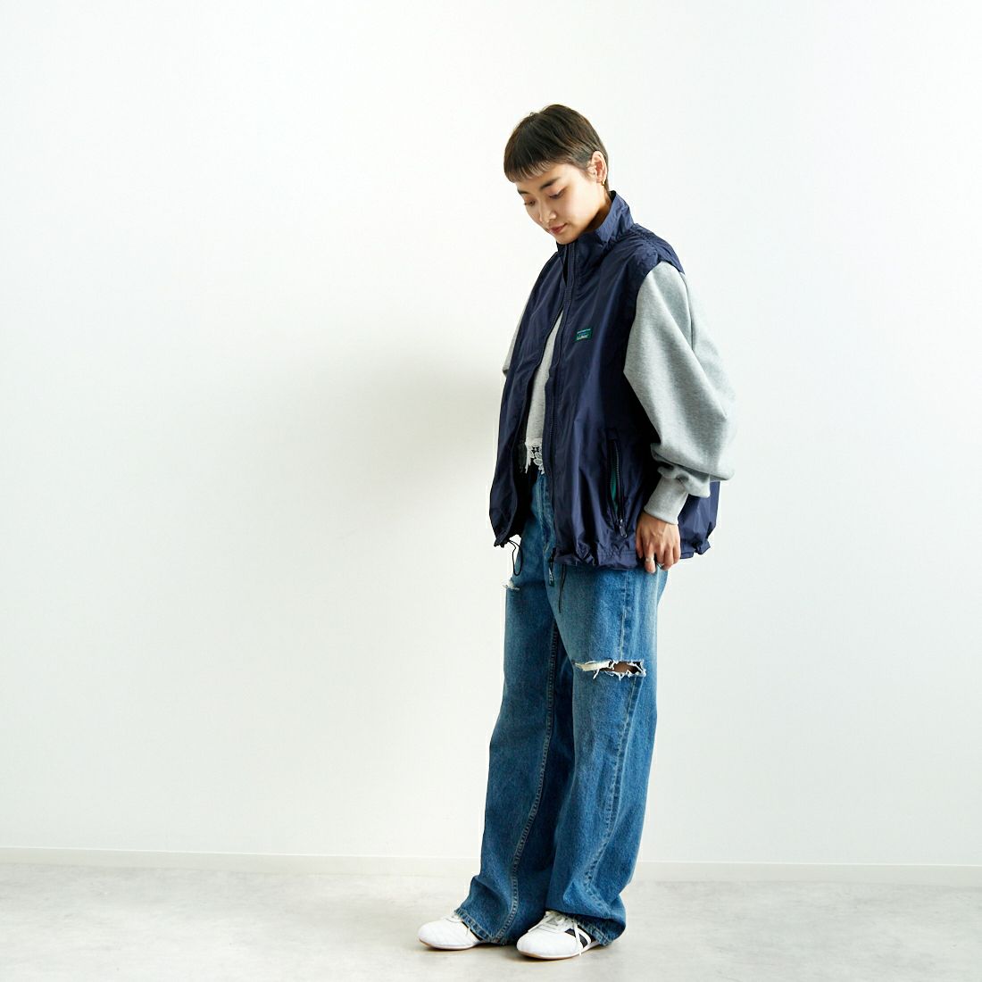 L.L.BEAN [エルエルビーン] ロックスベリーベスト [5175-9048] 67 NAVY &&モデル身長：160cm 着用サイズ：M&&