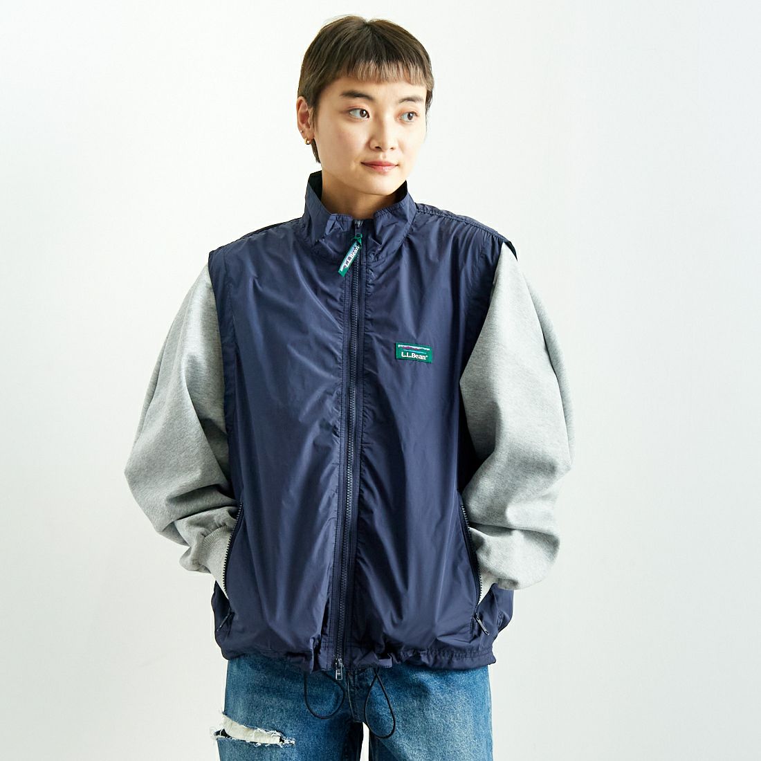 L.L.BEAN [エルエルビーン] ロックスベリーベスト [5175-9048] 67 NAVY &&モデル身長：160cm 着用サイズ：M&&