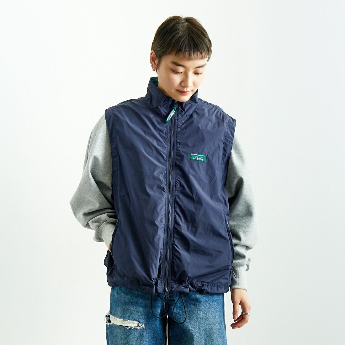 L.L.BEAN [エルエルビーン] ロックスベリーベスト [5175-9048] 67 NAVY &&モデル身長：160cm 着用サイズ：M&&