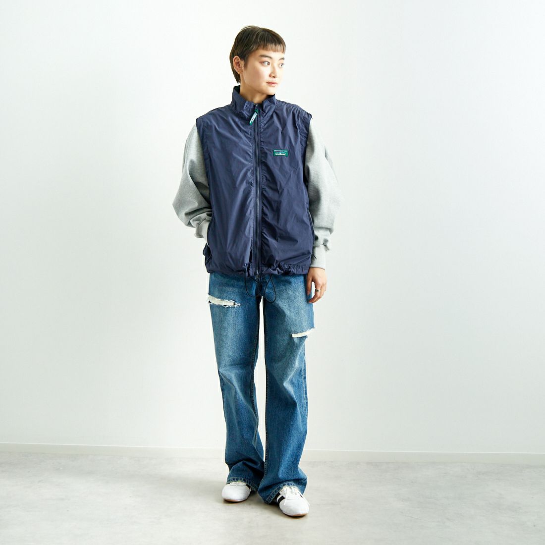 L.L.BEAN [エルエルビーン] ロックスベリーベスト [5175-9048] 67 NAVY &&モデル身長：160cm 着用サイズ：M&&