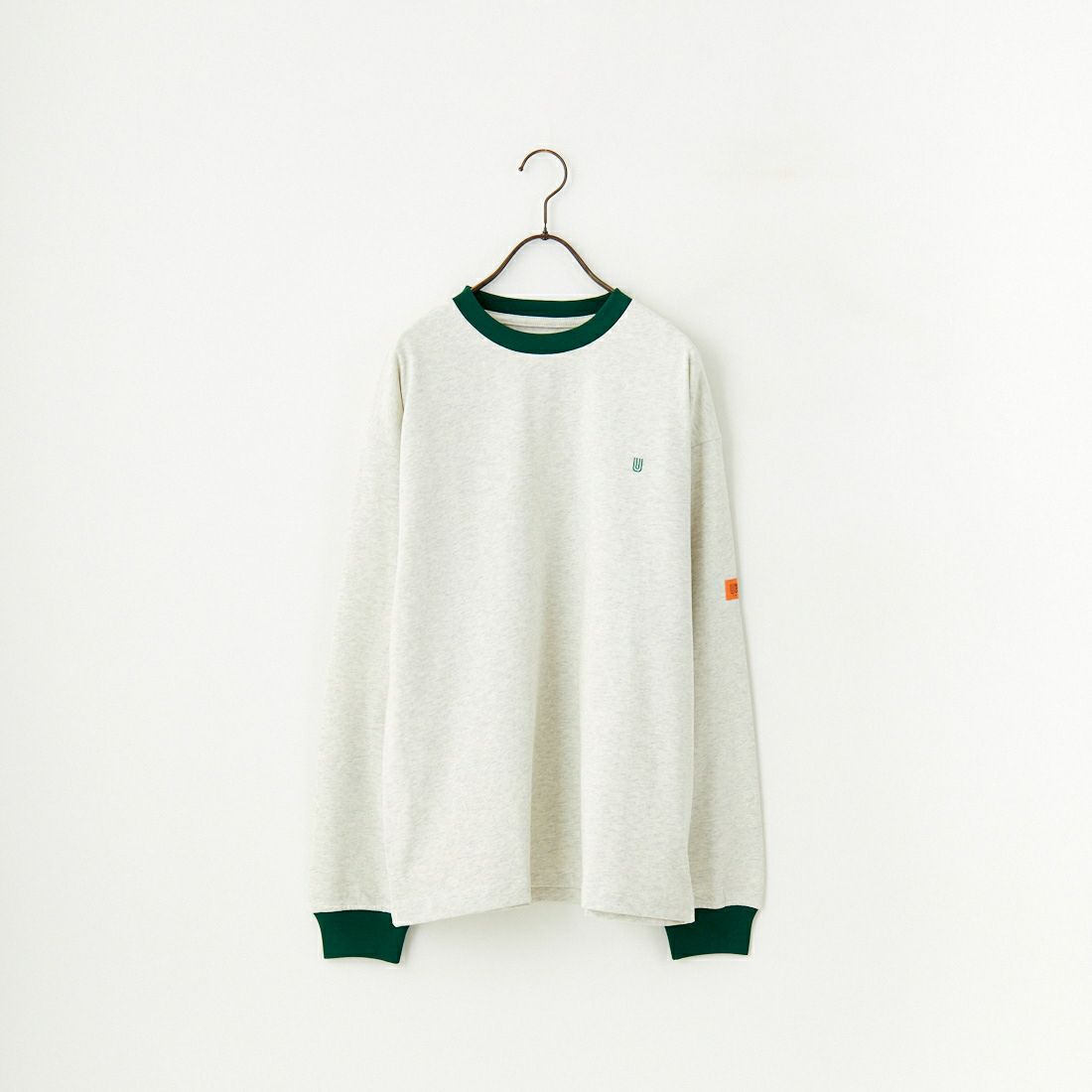 UNIVERSAL OVERALL [ユニバーサルオーバーオール] 別注 ワンポイントロゴ刺繍 ロングスリーブTシャツ [U2513215IN-JF] OAT/GRN