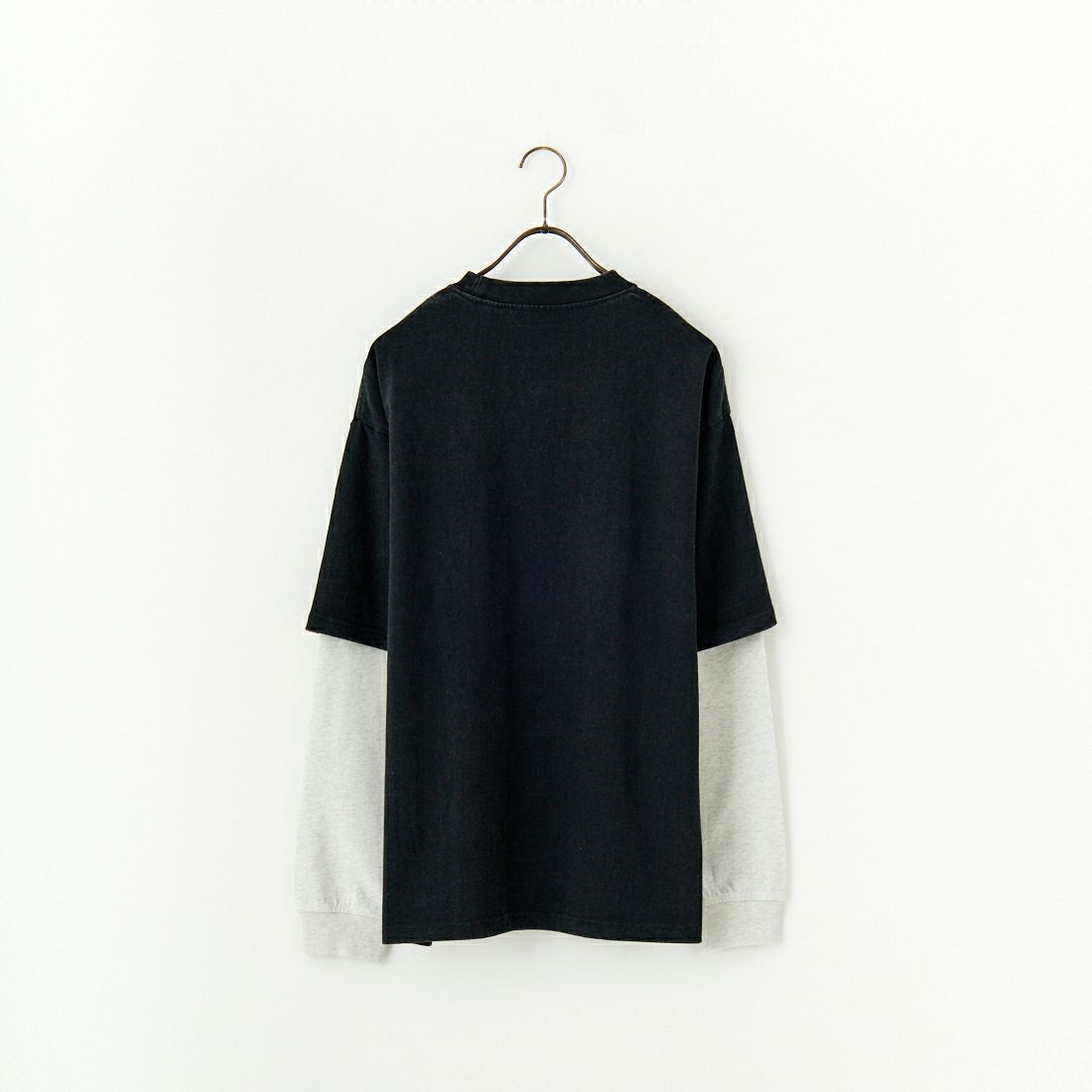 UNIVERSAL OVERALL [ユニバーサルオーバーオール] 別注 フェイクレイヤードカットソー [U2513220IN-JF] BLACK/OAT