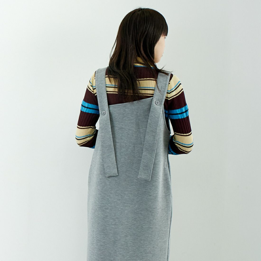 Maison de L'allure [メゾン ドゥ ラリュール] 2WAYダンボールニットジャンスカ [M24142019] 07 GRAY &&モデル身長：167cm 着用サイズ：F&&