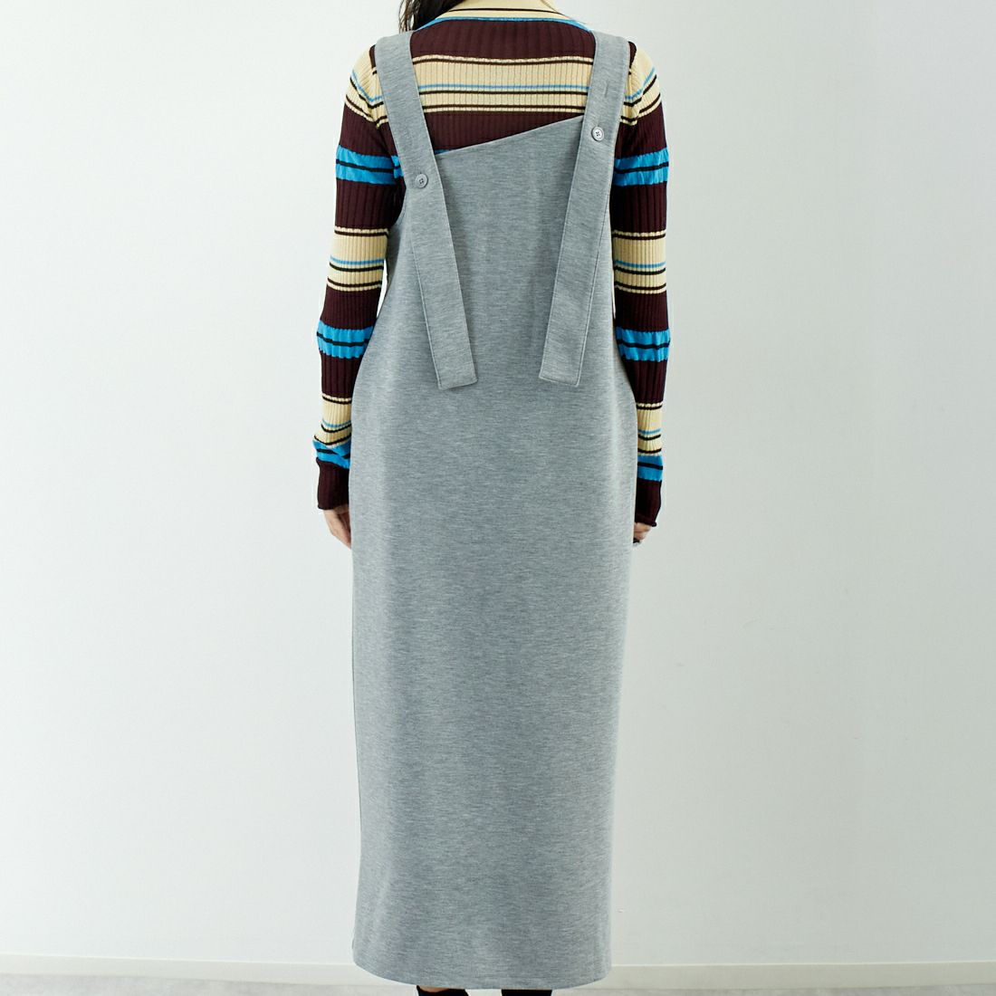 Maison de L'allure [メゾン ドゥ ラリュール] 2WAYダンボールニットジャンスカ [M24142019] 07 GRAY &&モデル身長：167cm 着用サイズ：F&&