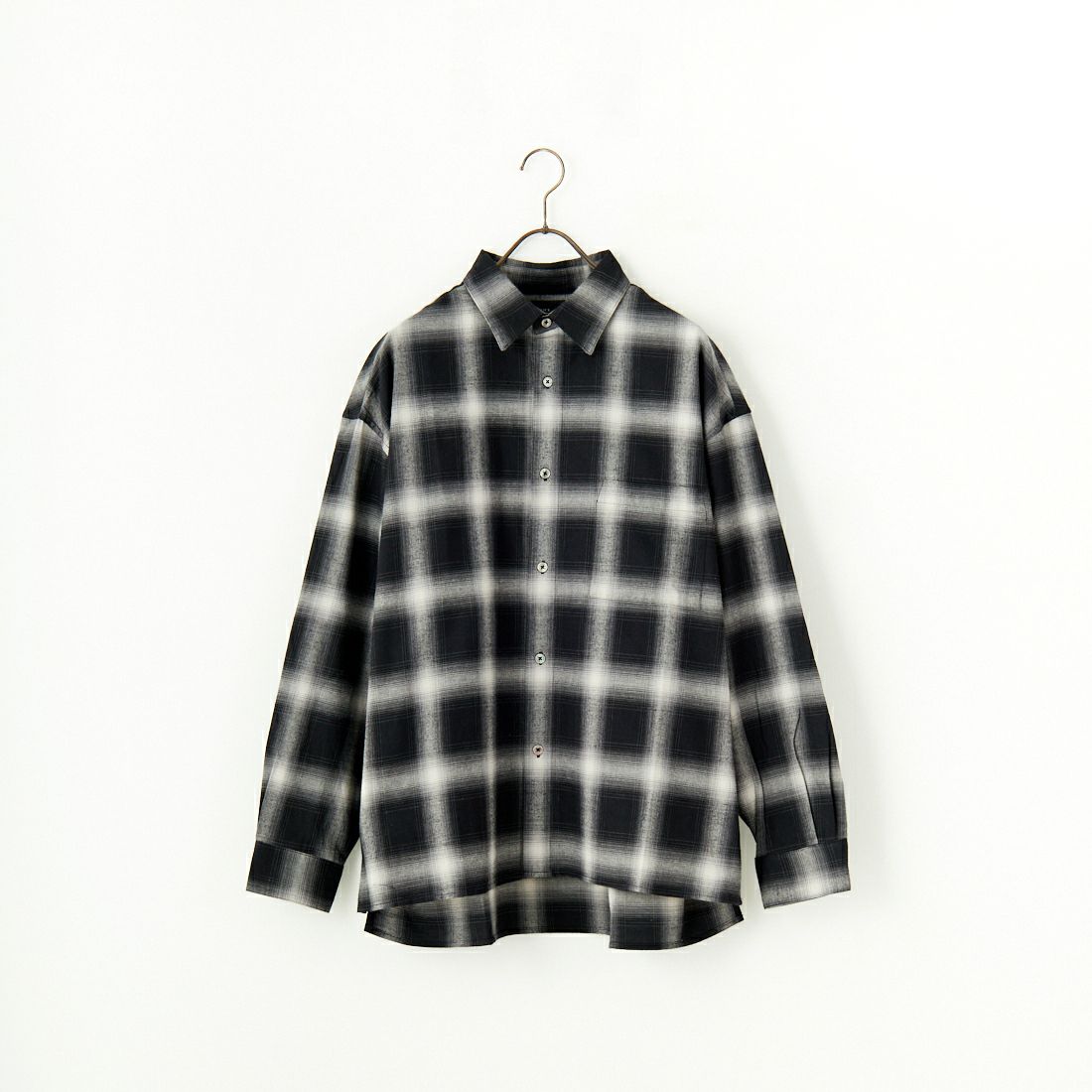 SLICK [スリック] オンブレチェック フランネルスリットシャツ [5155910] 700 BLACK