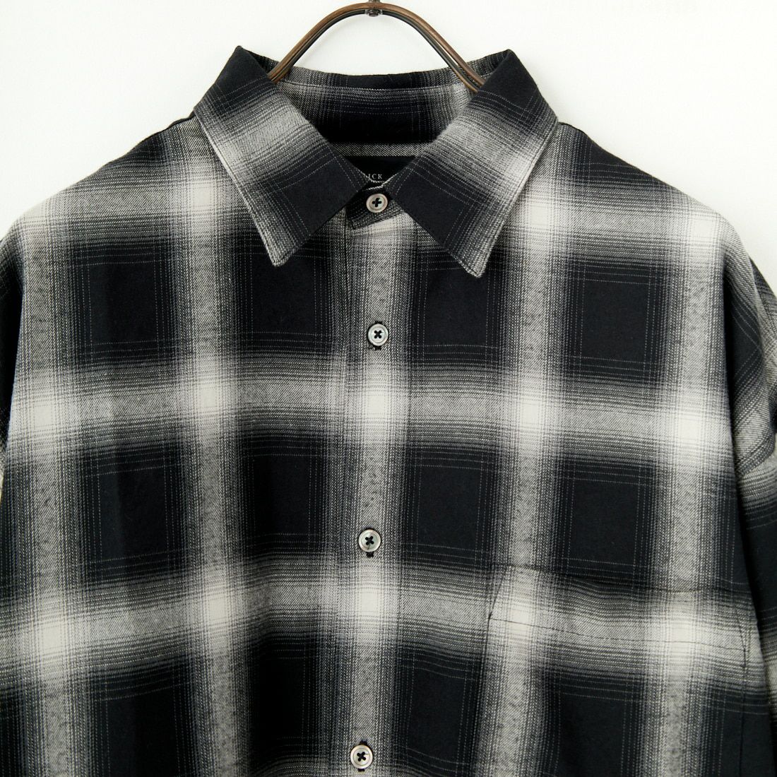 SLICK [スリック] オンブレチェック フランネルスリットシャツ [5155910] 700 BLACK