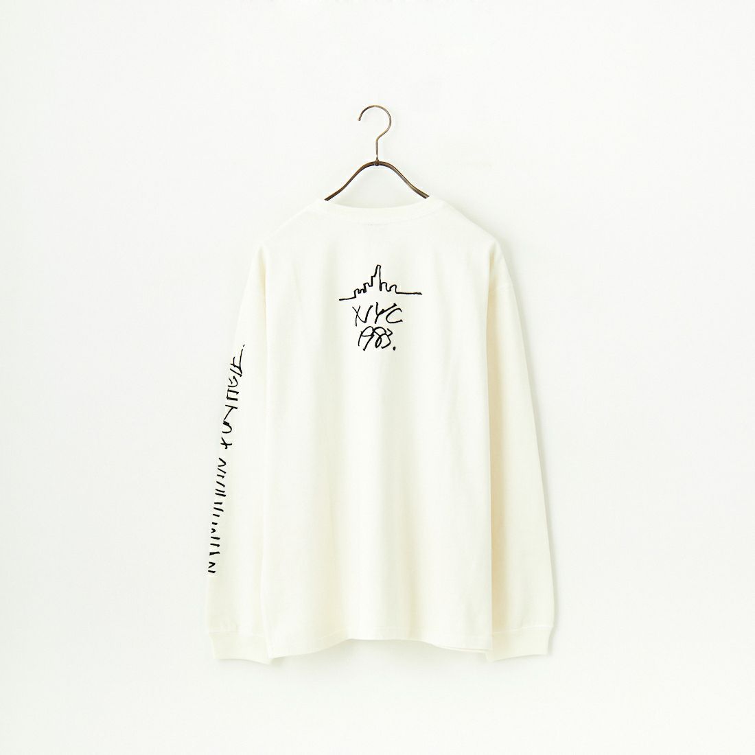 MANHATTAN PORTAGE [マンハッタンポーテージ] 別注 ピグメント染め 手書き風バックロゴ刺繍ロンT [25SSMP-IN64-JF] IVORY