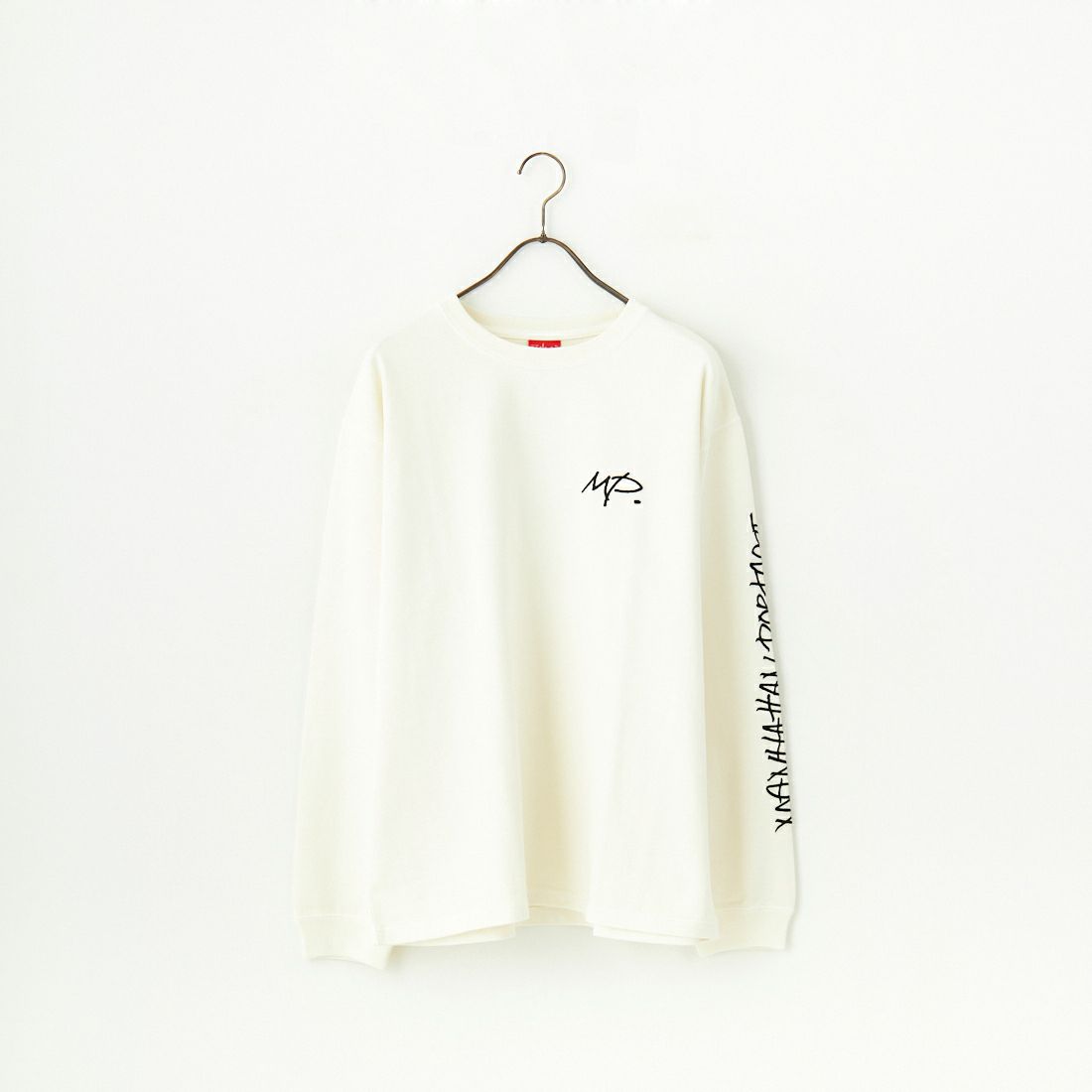 MANHATTAN PORTAGE [マンハッタンポーテージ] 別注 ピグメント染め 手書き風バックロゴ刺繍ロンT [25SSMP-IN64-JF] IVORY