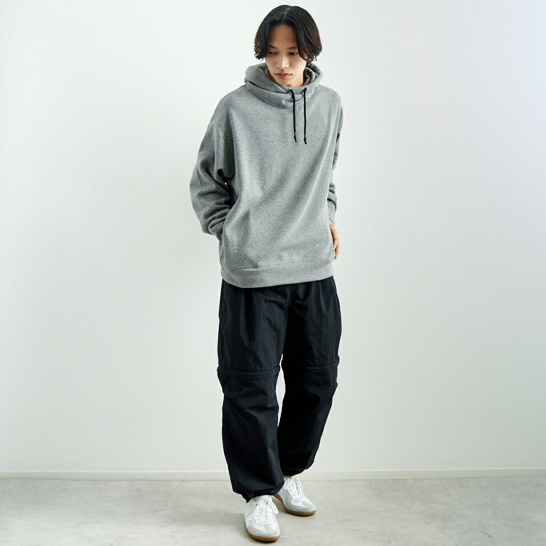 SLICK [スリック] ムートンジャージハイネックパーカー [5155930] 801 H.GRAY &&モデル身長：179cm 着用サイズ：2&&