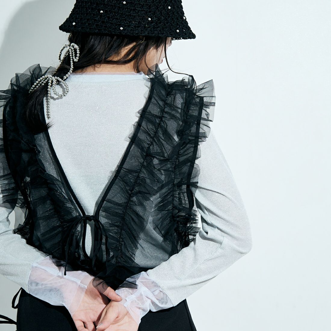 nenom [ネノム] 2WAY チュールフリルベスト [NE24122032] 09 BLACK