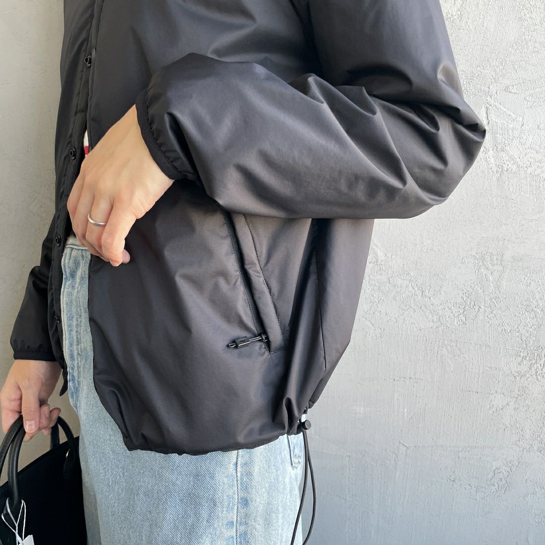 DANTON [ダントン] インサレーションノーカラージャケット [DT-A0632SNT] BLACK &&モデル身長：160cm 着用サイズ：M&&