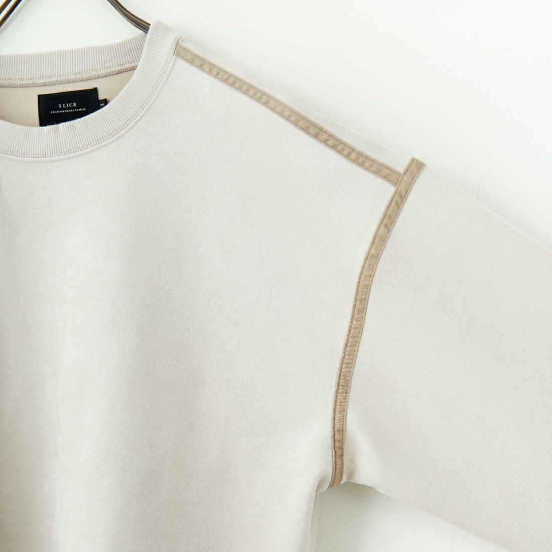 SLICK [スリック] ストレッチフェイクスエードパイピングプルオーバー [5155919] 520 GRY BE