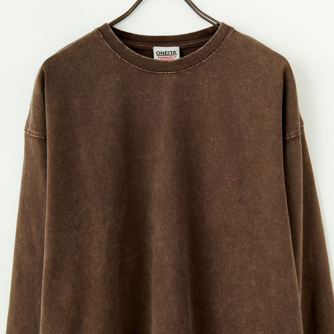 ONEITA [オニータ] ケミカル加工ドロストロングTシャツ [2521-412IN] BROWN &&モデル身長：179cm 着用サイズ：M&&