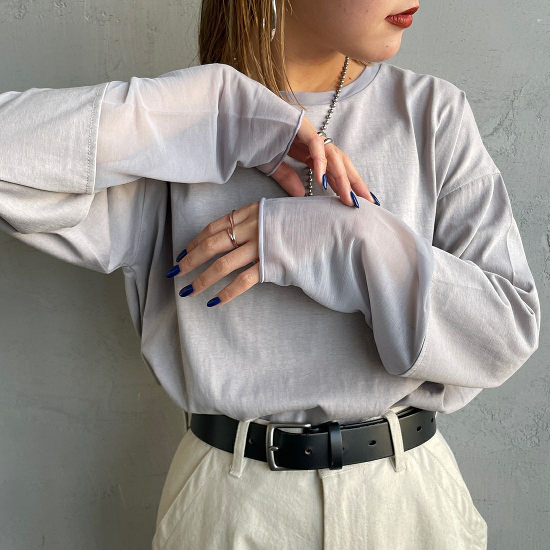 05 L.GRAY&&モデル身長：156cm 着用サイズ：F&&