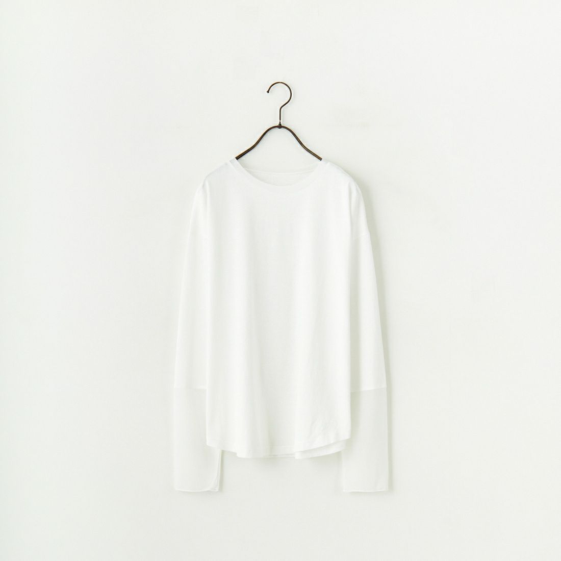 予約商品】nenom [ネノム] 袖シアー切り替え ロングスリーブカットソー