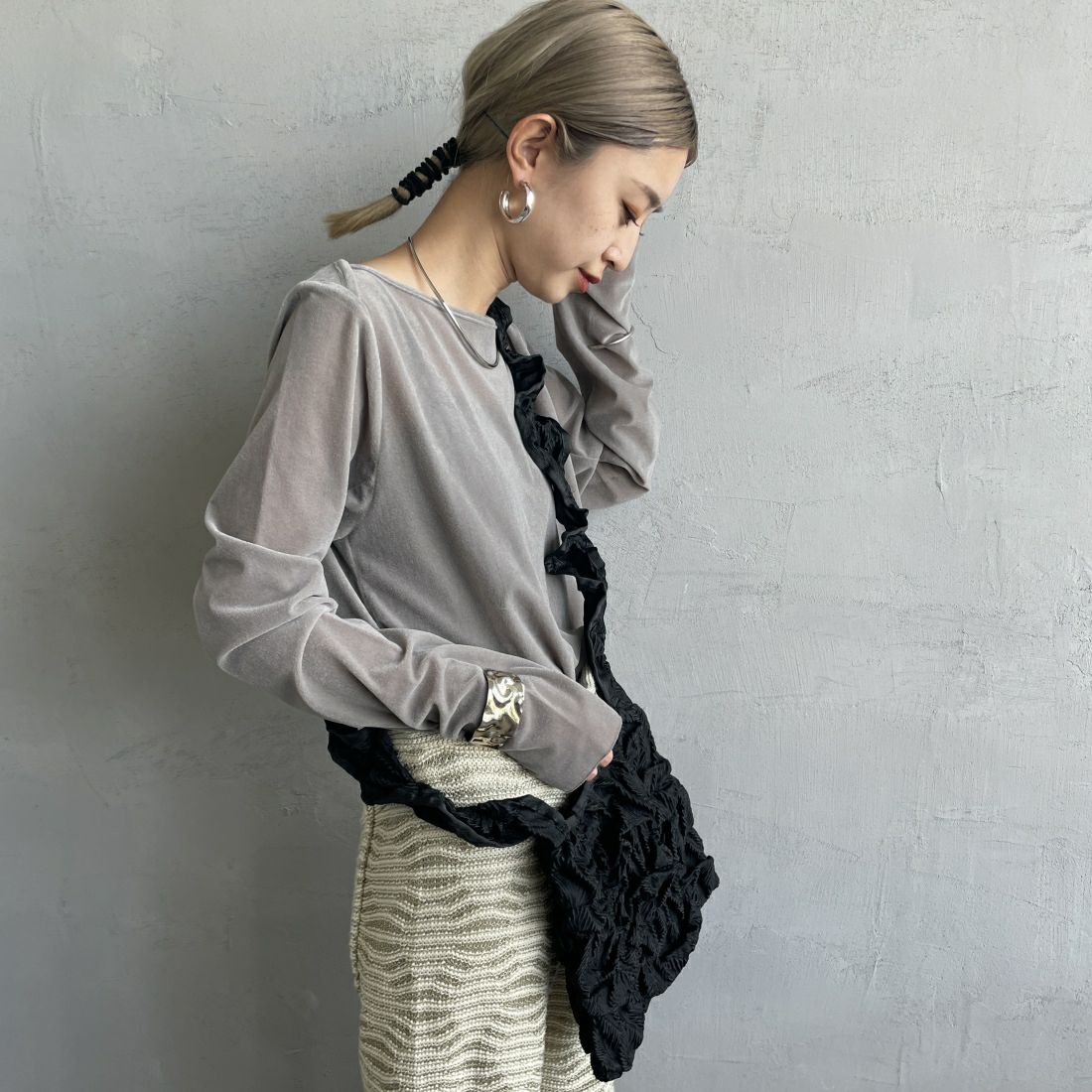 05 L.GRAY&&モデル身長：150cm 着用サイズ：F&&