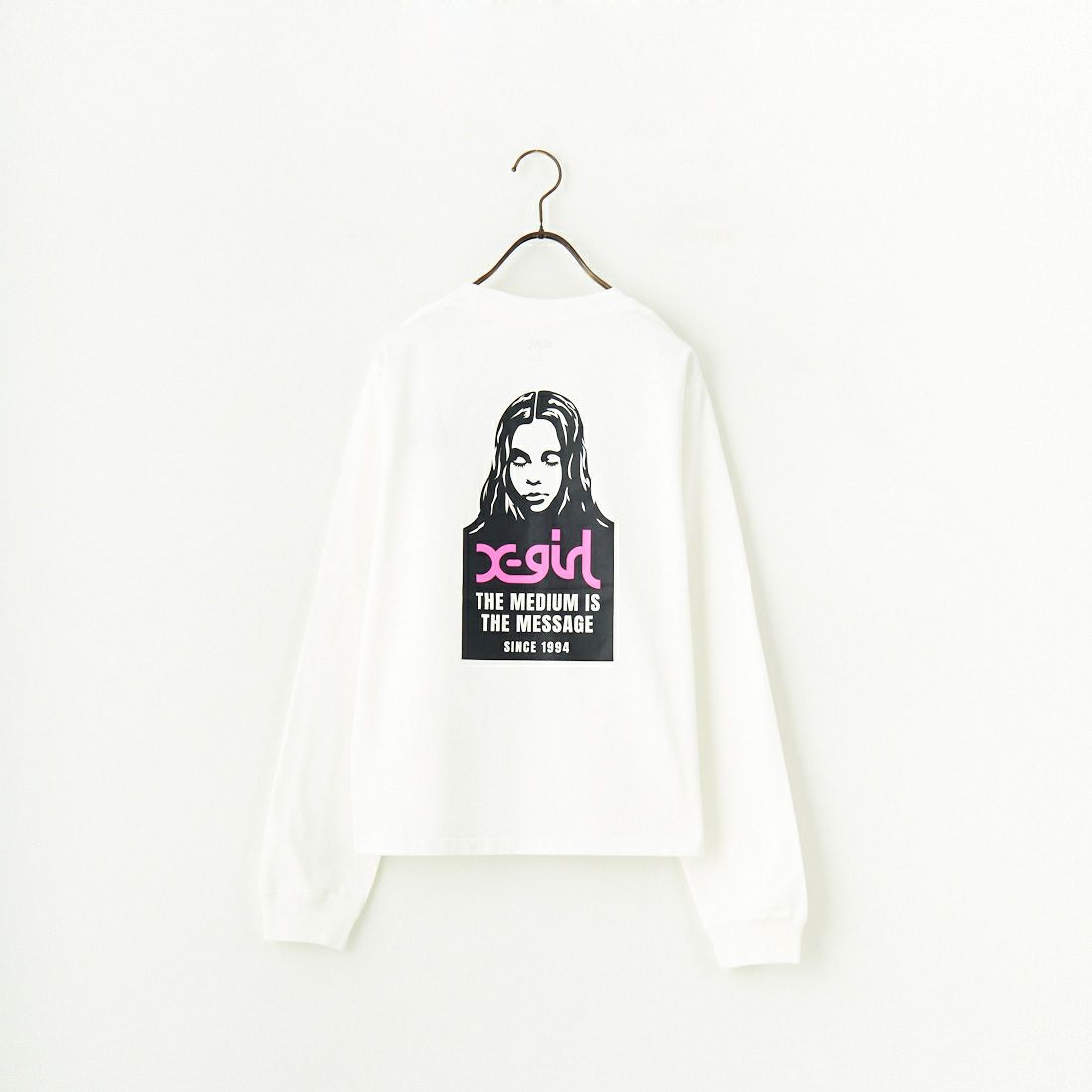 X-girl [エックスガール] フェイスロゴロングスリーブTシャツ [105251011014] WHITE