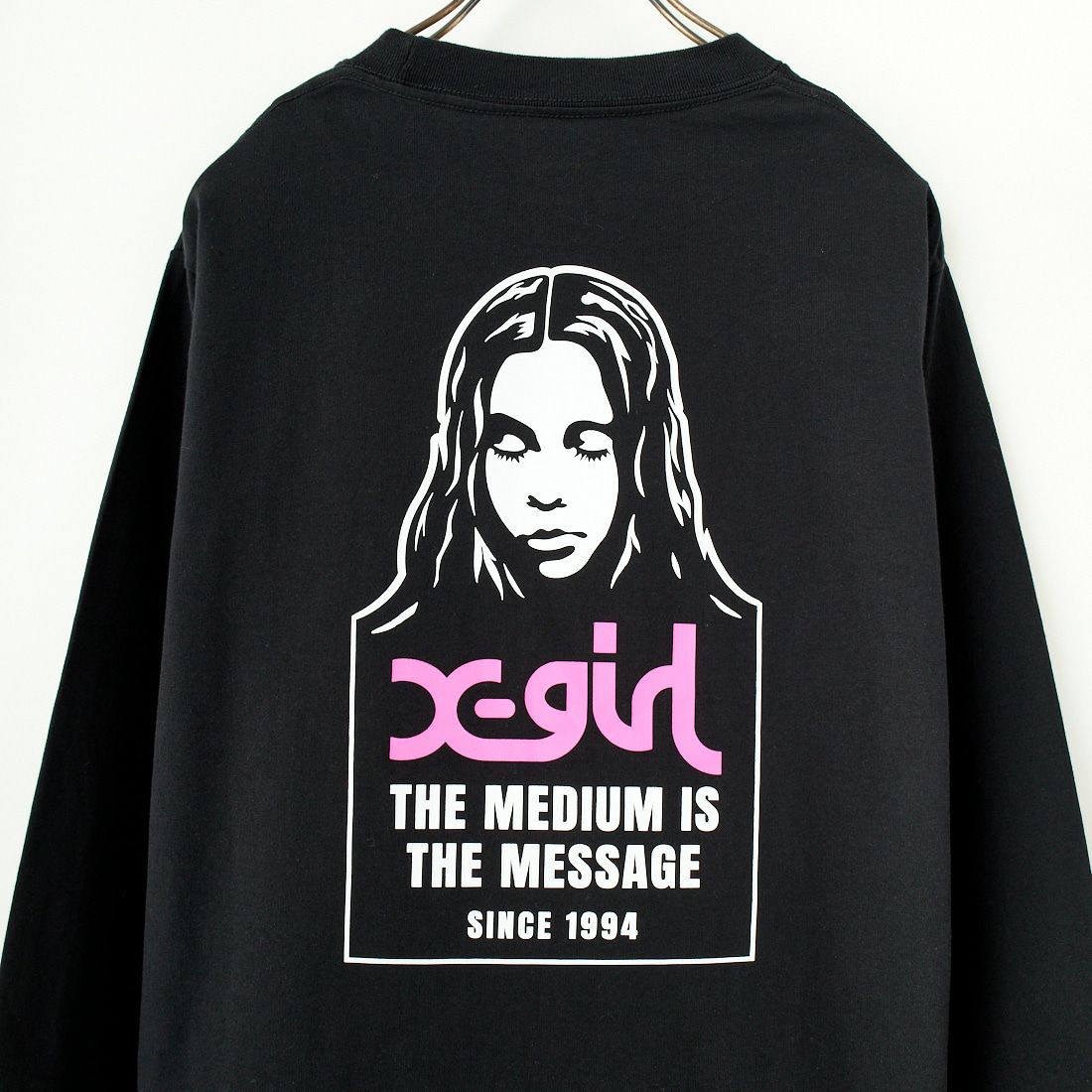 X-girl [エックスガール] フェイスロゴロングスリーブTシャツ [105251011014] BLACK