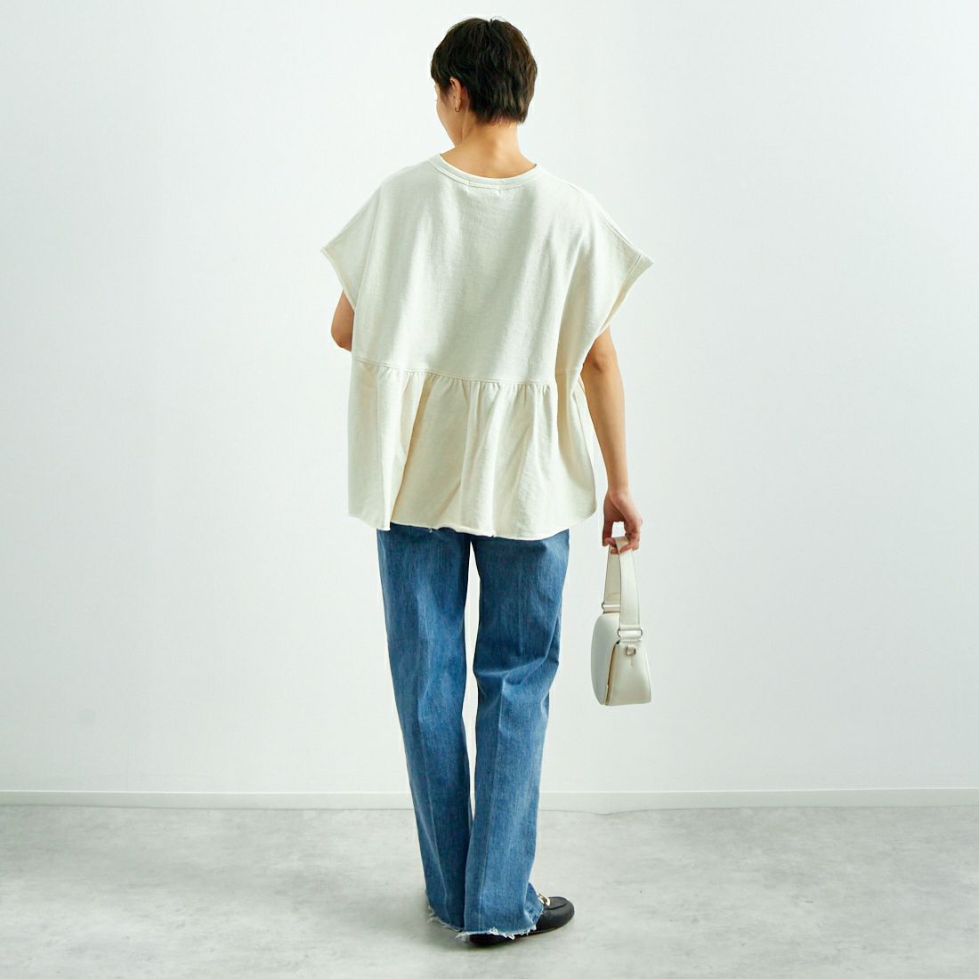 tumugu: [ツムグ] エコリバイバル裏毛ベスト [TC24409] 06 KINARI &&モデル身長：160cm 着用サイズ：F&&