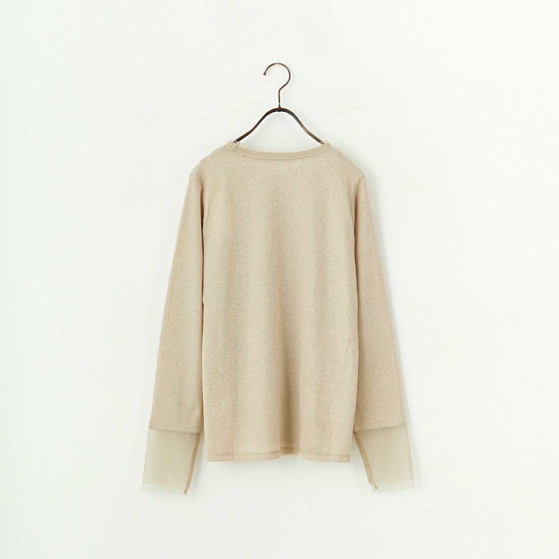 nenom [ネノム] シアーチュール袖切替 ロングスリーブラメカットソー [NE24132086] 22 BEIGE