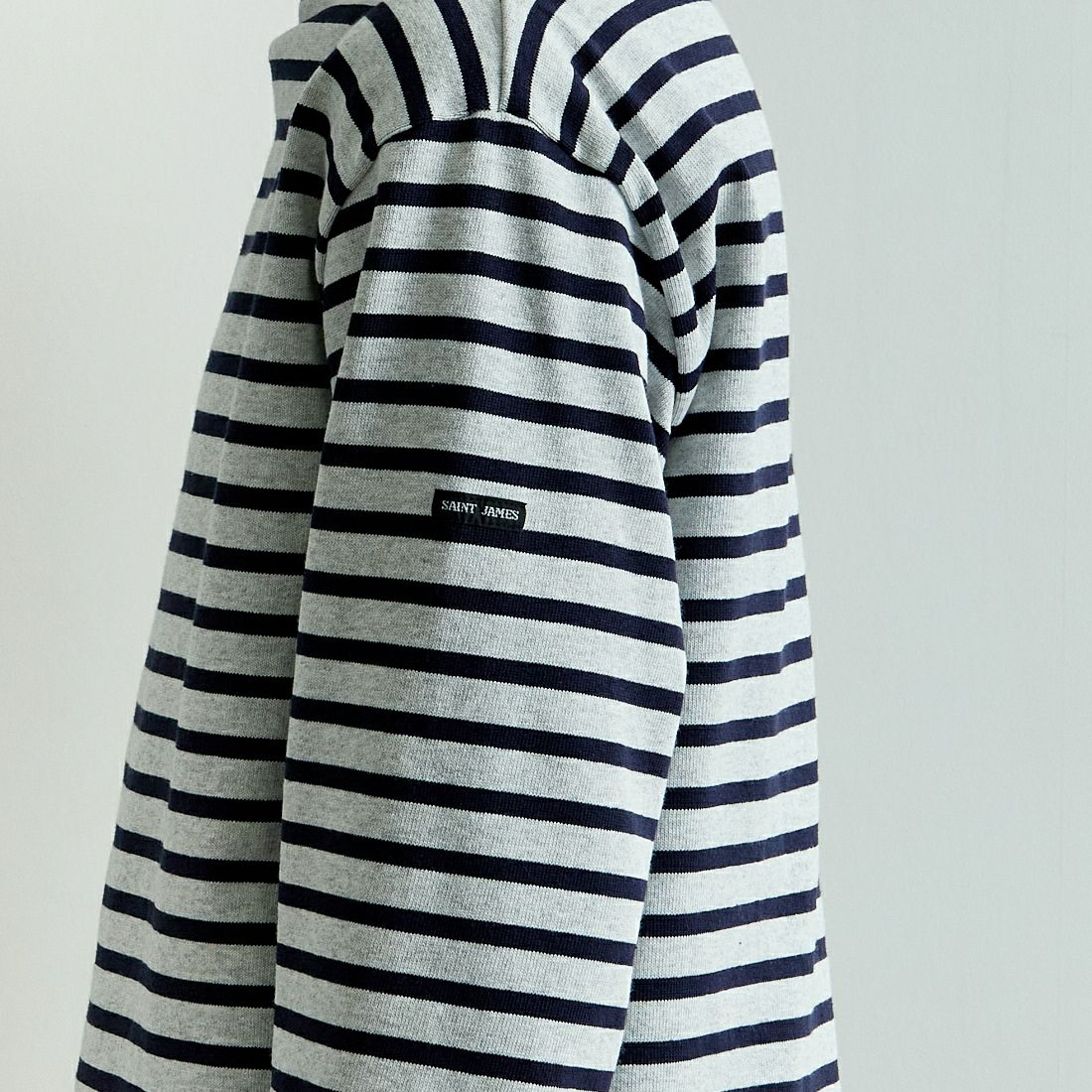 ST.JAMES [セントジェームス] 別注 バスクボーダーロングスリーブTシャツ [OUESSANT-JF] GRI/NAV