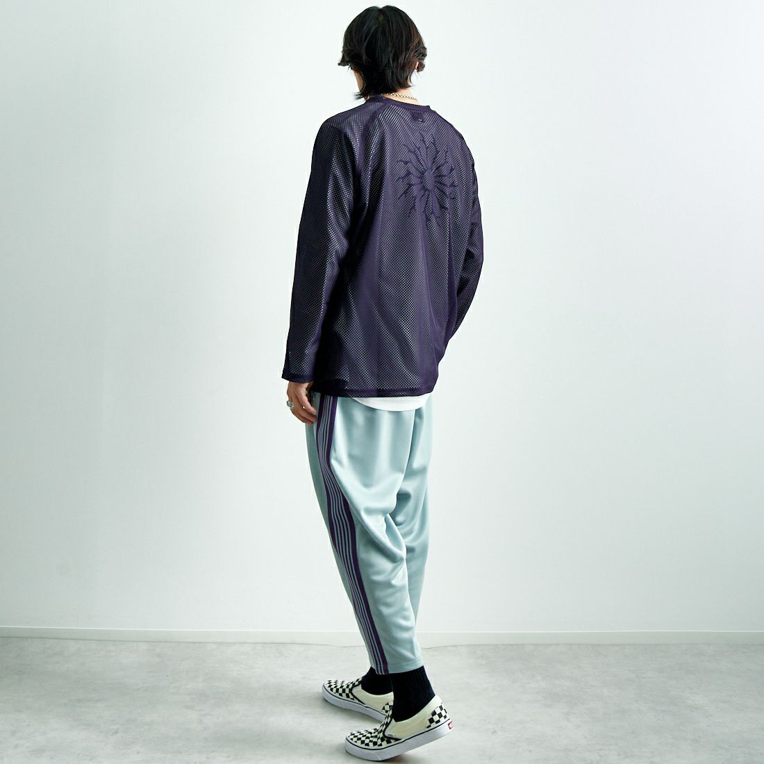 Needles [ニードルズ] ジョッパートラックパンツ [QV312] B SAX &&モデル身長：179cm 着用サイズ：M&&