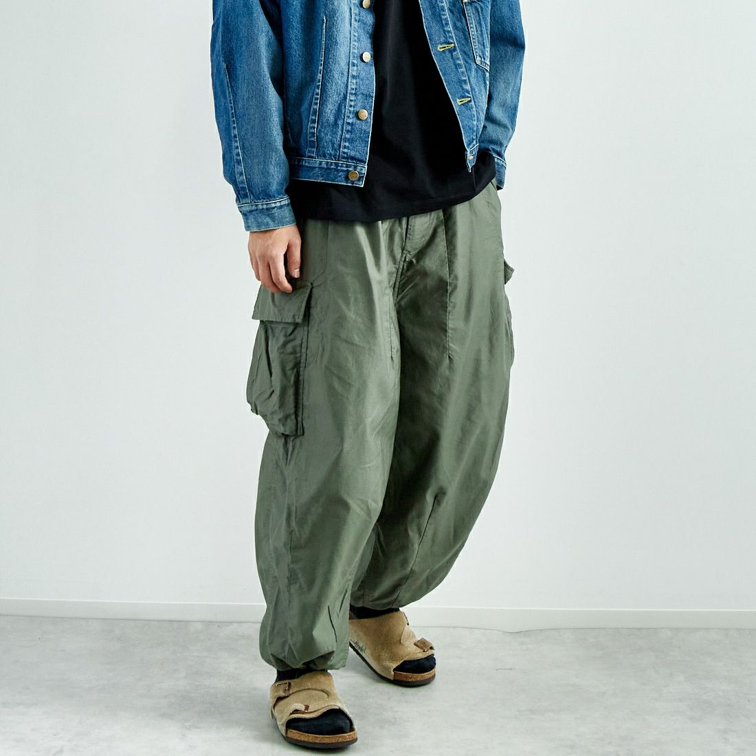 Needles [ニードルズ] BDUヒザデルパンツ [QV155] A OLIVE &&モデル身長：179cm 着用サイズ：S&&