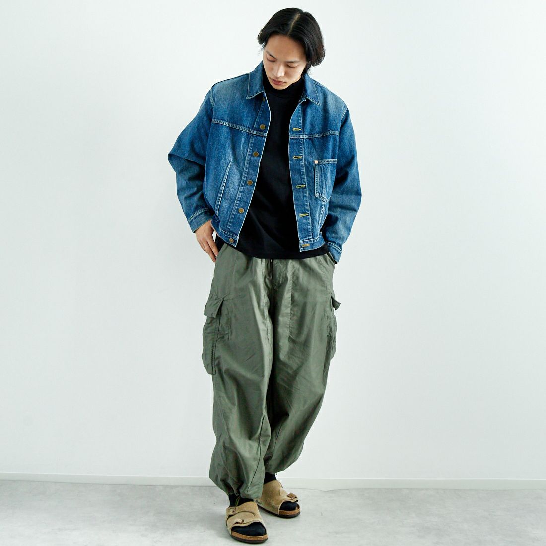 Needles [ニードルズ] BDUヒザデルパンツ [QV155] A OLIVE &&モデル身長：179cm 着用サイズ：S&&