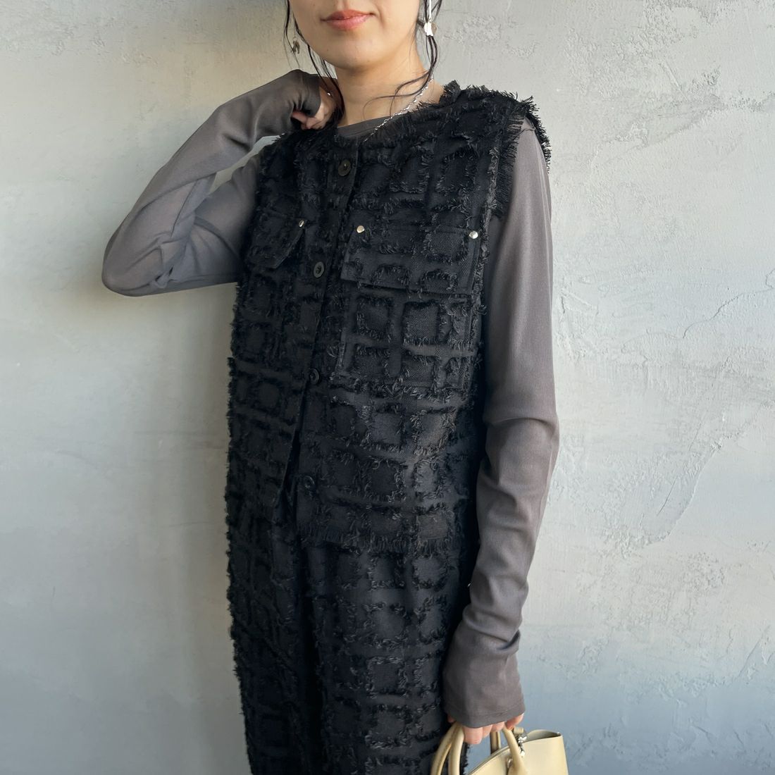 09 BLACK&&モデル身長：160cm 着用サイズ：F&&
