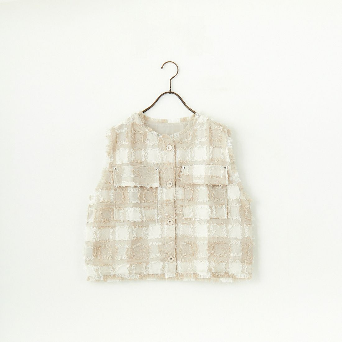 nenom [ネノム] ブロックフェザー ショートベスト [NE25112012] 22 BEIGE