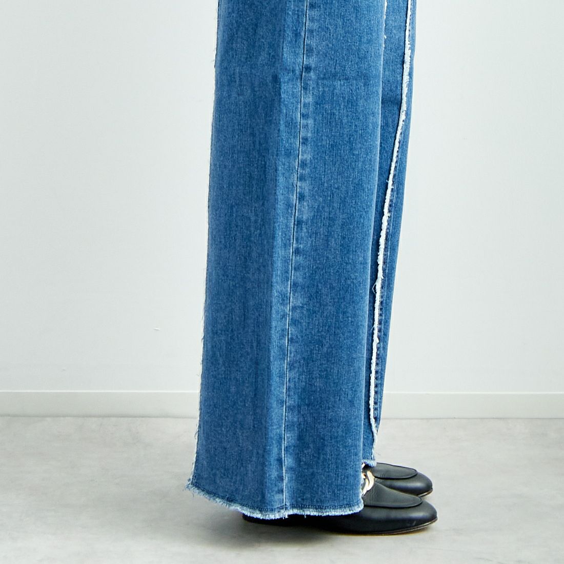 SOMETHING [サムシング] LISAフリンジワイドデニムパンツ [SEA581] 98 L.BLUE
