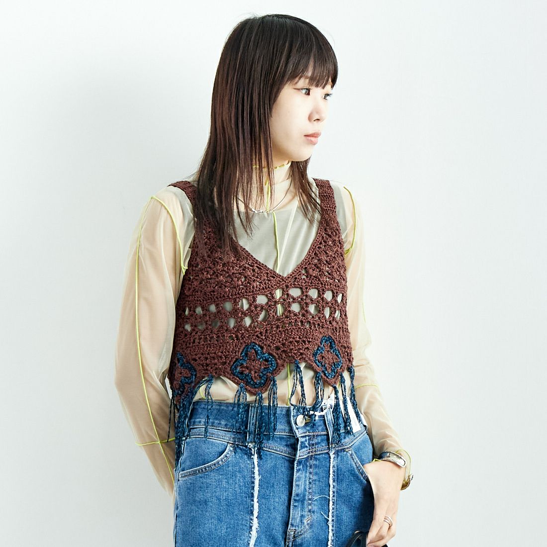 BROWN&&モデル身長：167cm 着用サイズ：F&&