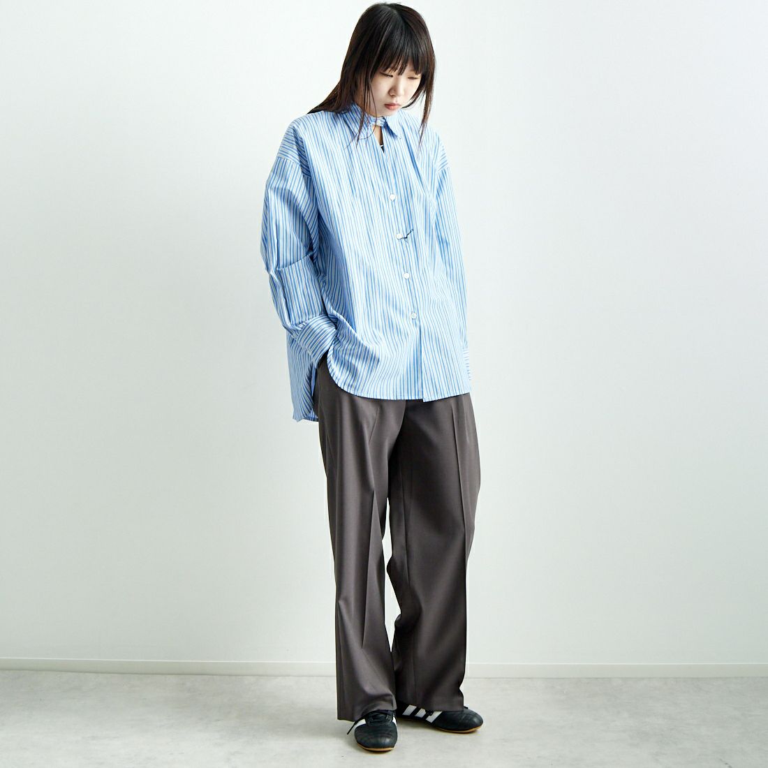 RIM.ARK - RIM.ARK リムアーク 25SS Back volume stripe SH バックボリュームストライプシャツ 460ISL30-1361 グレー系 F RIM.ARK | Back volume stripe SH (SHIRTS & BLOUSES ) |RIM.ARK