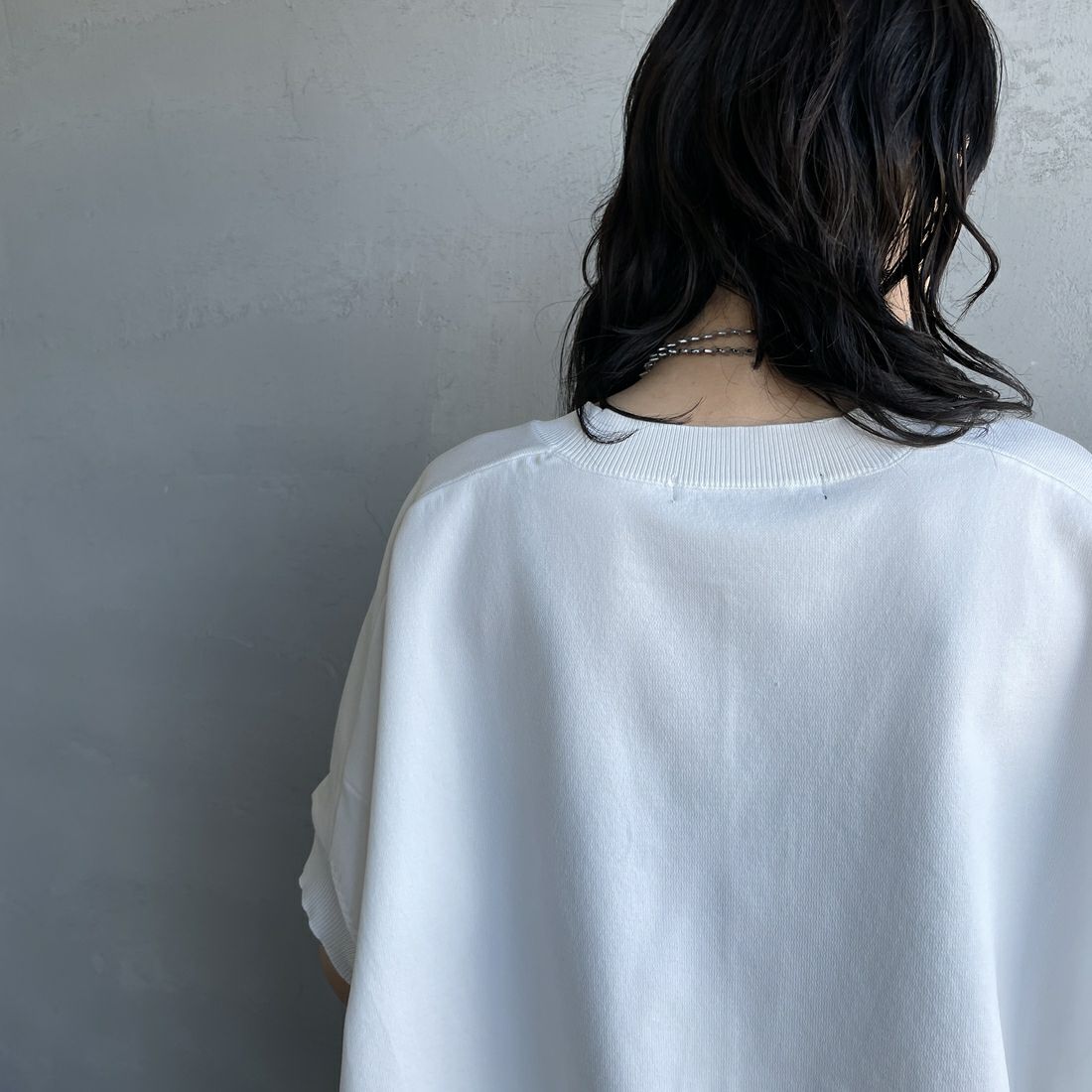 mizuiro ind [ミズイロインド] コクーンワイドベスト [1-220040] 11 OFF WHI &&モデル身長：160cm 着用サイズ：F&&