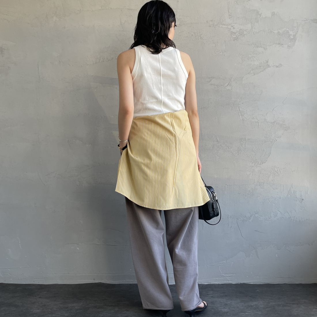 HANDTEX [ハンドテックス] 別注 ワンポイントロゴ ワイドストレートスウェットパンツ [HT1-PT-IN5-JF] ｸﾞﾚｰ &&モデル身長：160cm 着用サイズ：F&&