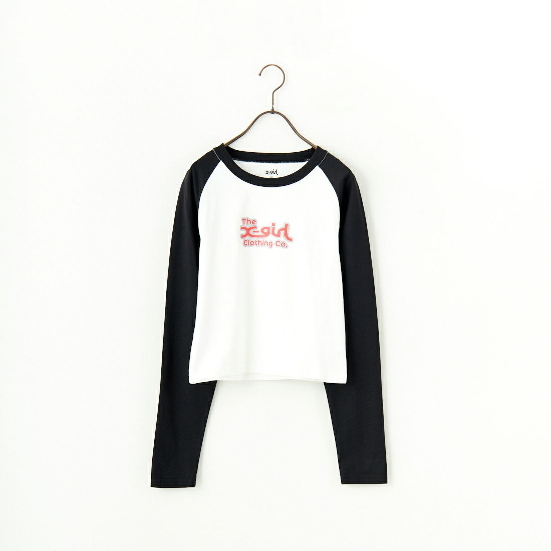 X-girl [エックスガール] ラフミルズロゴ ロングスリーブクロップドTシャツ [105251011017] WHITE